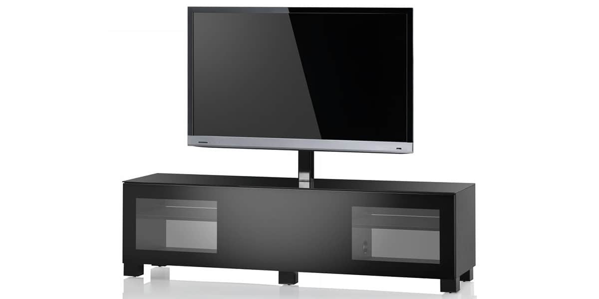 Meuble Tele A Roulettes : Meuble Support Tv Sonorous Studio 161 Sur Pieds Noir Et Transparent Meuble Tele A Roulettes : Meuble Support Tv Sonorous Studio 161 Sur Pieds Noir Et Transparent