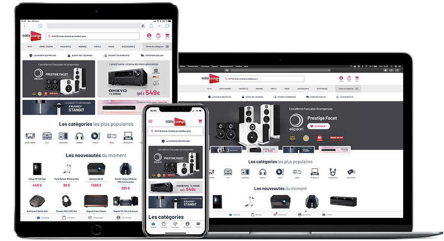 Représentation du site EasyLounge.com sur différents appareils