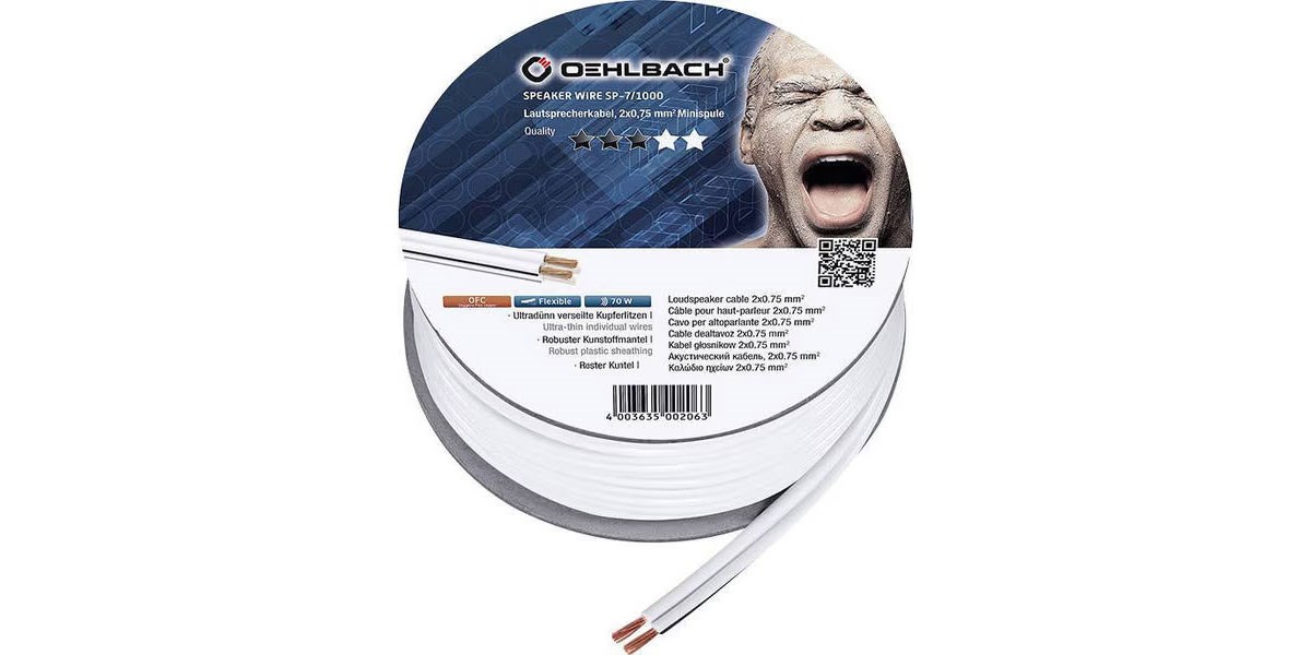 Oehlbach Bobine Speaker Wire 2 x 0,75 mm blanc (10 m)