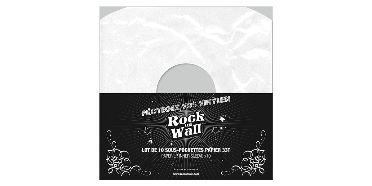 Rock on Wall Sous-pochette papier 33T Blanc (lot de 10)
