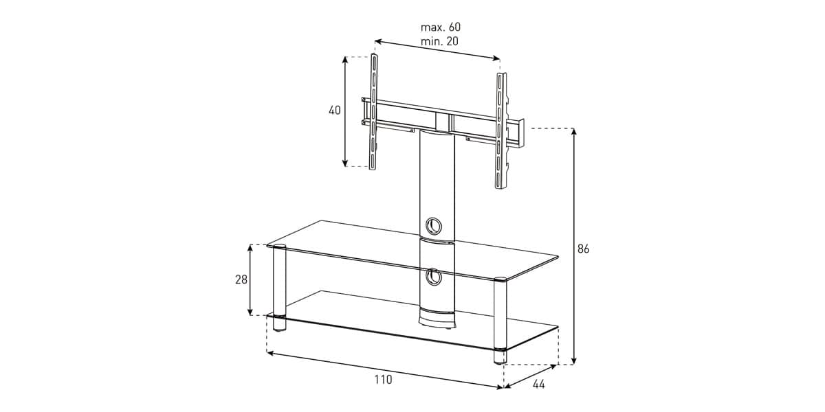 Sonorous NEO 370 (NEO370) TV table with three shelves price