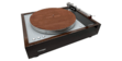 Thorens Couvre-plateau cuir marron gravé logo Thorens (photo supp. n°1)